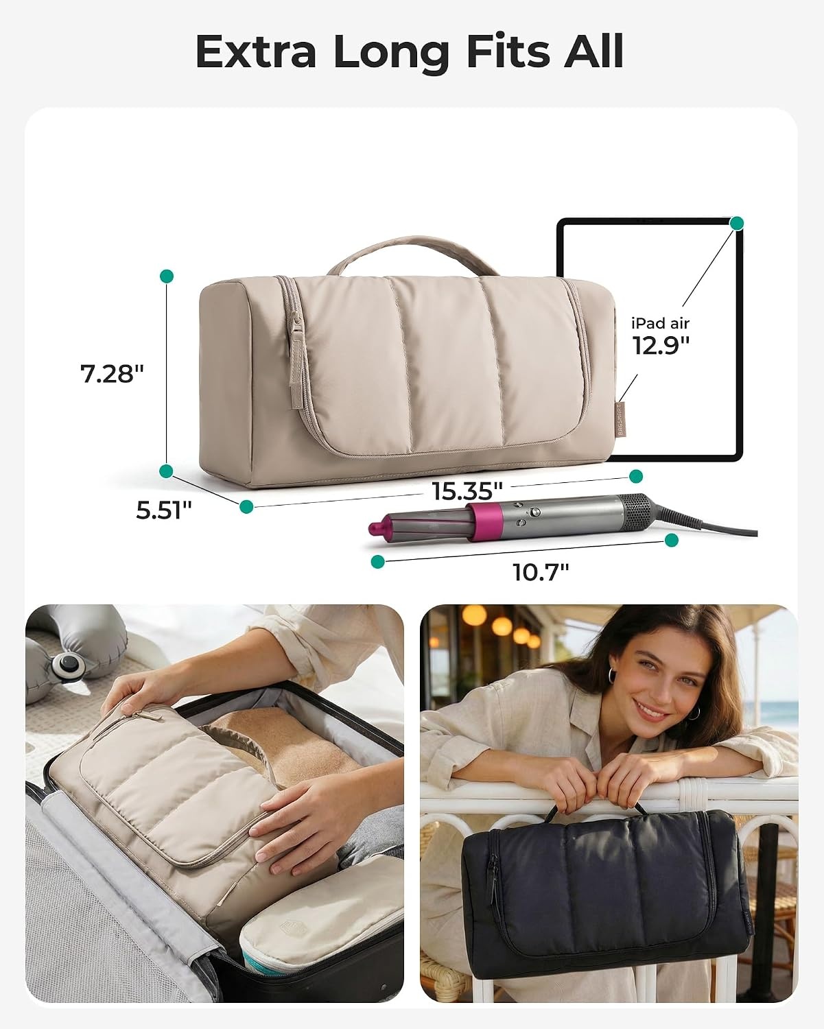 image:imageBAGSMART Hair Tool Travel Bag Compatible with Shark FlexStyle Wide OpenDusty Rose