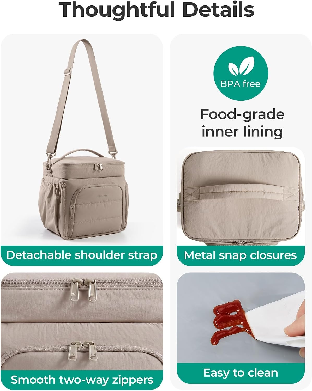 image:imageBAGSMART Puffy Insulated Lunch Bag Lightweight Large 14L Double Deck