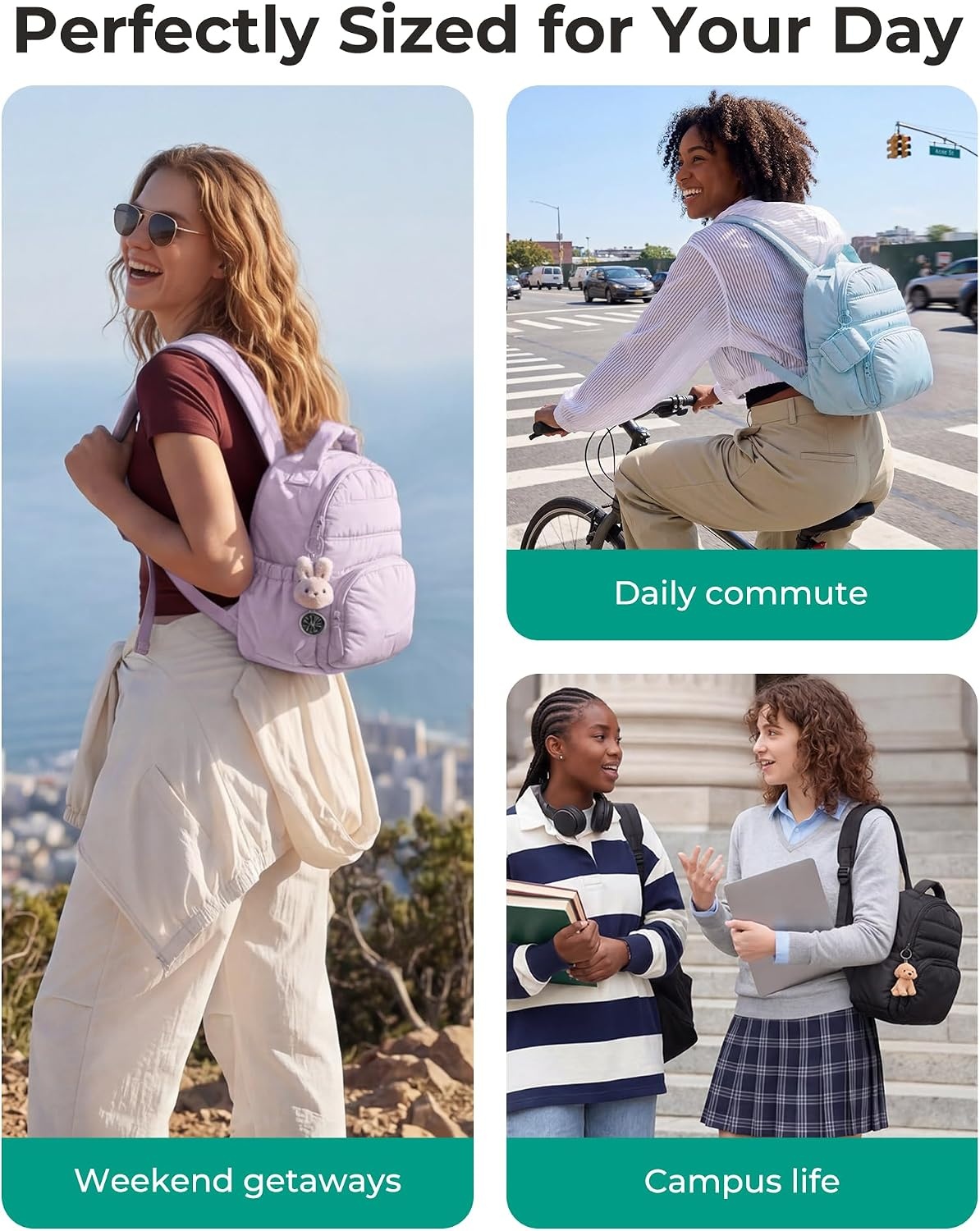 image:imageBAGSMART Small Backpacks for Women Puffer Mini Backpack Purse with PouchAcoffee Brown