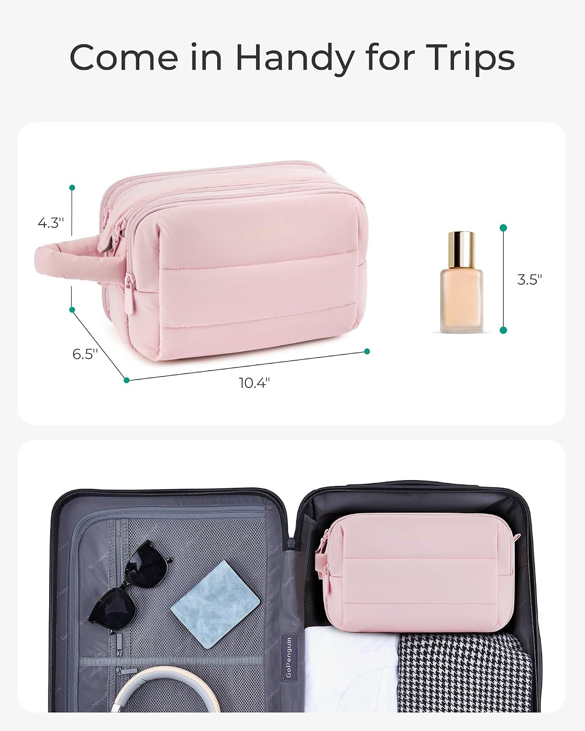 image:imageBAGSMART Travel Toiletry Bag for Women Waterresistant CamelJet Black