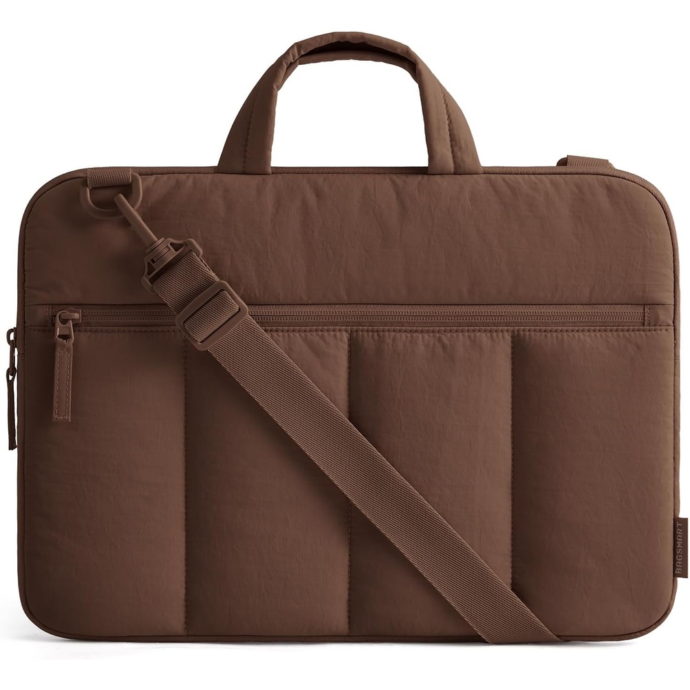 image:imageBAGSMART 1314 Inch Laptop Sleeve with Handle Slim Protective Case for WorkCoffee Brown