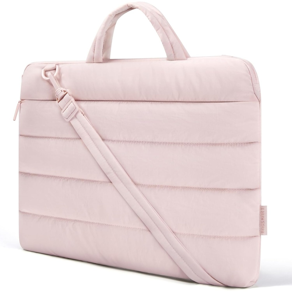 image:imageBAGSMART 1314 Inch Laptop Sleeve with Handle Slim Protective Case for WorkSBaby Pink