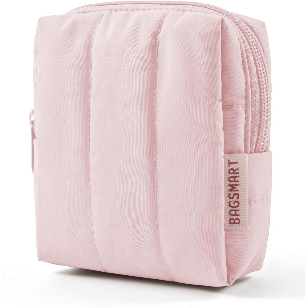image:imageBAGSMART Puffy Padded Travel Makeup Bag Duo Large amp Small for Women Black01Baby Pink