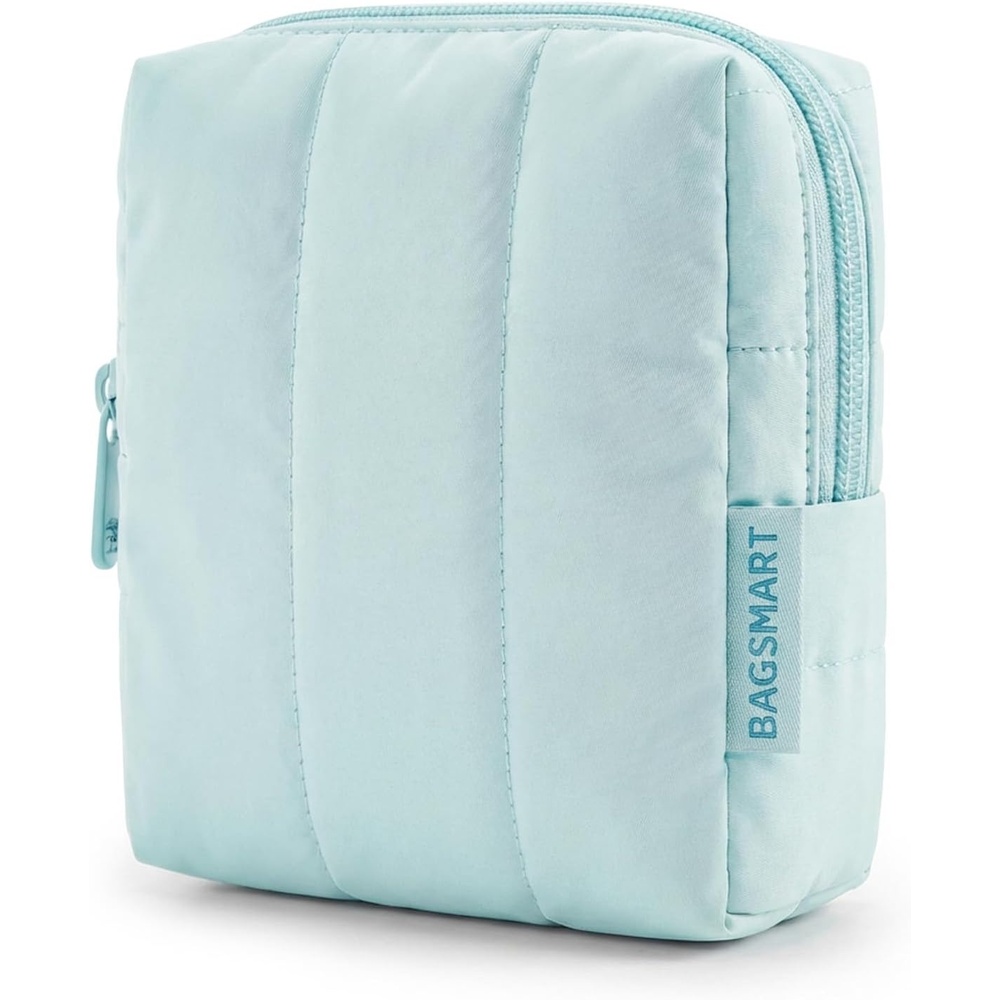 image:imageBAGSMART Puffy Padded Travel Makeup Bag Duo Large amp Small for Women Black05Blue