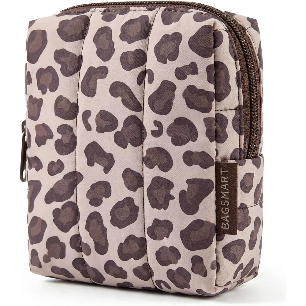 image:imageBAGSMART Puffy Padded Travel Makeup Bag Duo Large amp Small for Women Black08Leopard