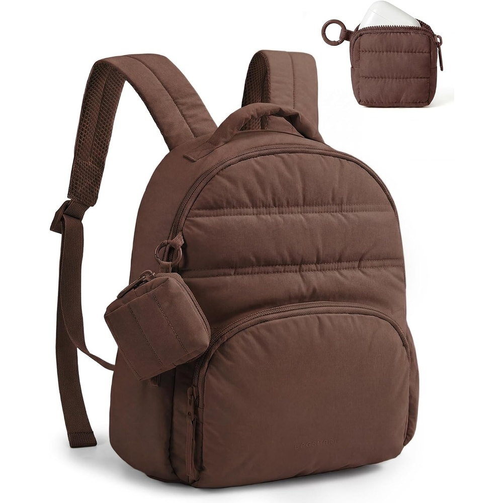 image:imageBAGSMART Small Backpacks for Women Puffer Mini Backpack Purse with PouchAcoffee Brown