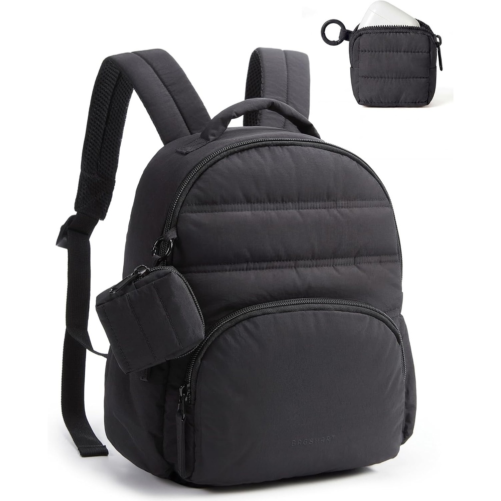 image:imageBAGSMART Small Backpacks for Women Puffer Mini Backpack Purse with PouchAjet Black