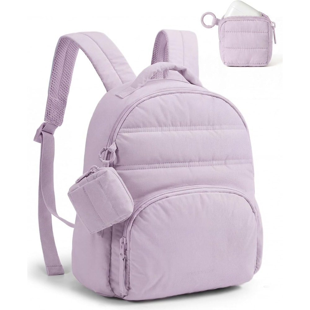 image:imageBAGSMART Small Backpacks for Women Puffer Mini Backpack Purse with PouchAlavender Purple