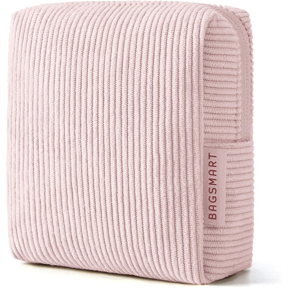image:imageBAGSMART Small Corduroy Makeup Bag Cosmetic Pouch for Women with Pocket01Baby Pink Mini