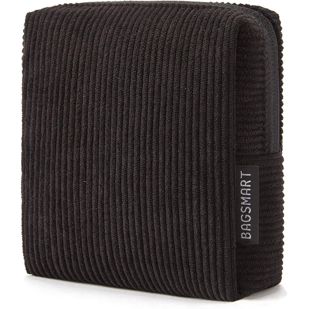 image:imageBAGSMART Small Corduroy Makeup Bag Cosmetic Pouch for Women with Pocket01Black Mini