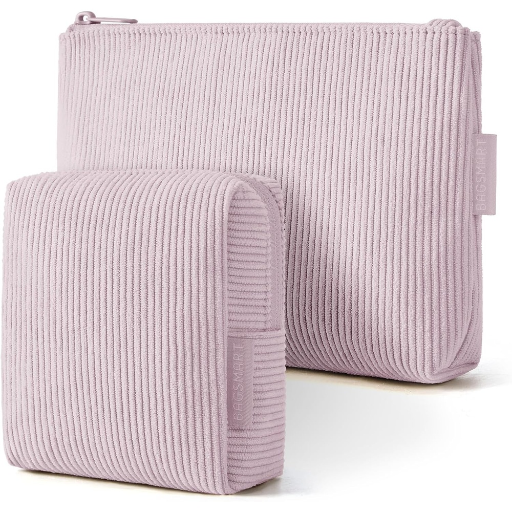 image:imageBAGSMART Small Corduroy Makeup Bag Cosmetic Pouch for Women with Pocket02Lavender Purple Set