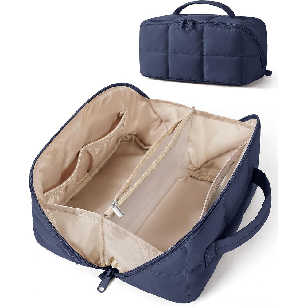 image:imageBAGSMART Spacious Travel Makeup Bag WaterResistant Toiletry OrganizerNavy Blue