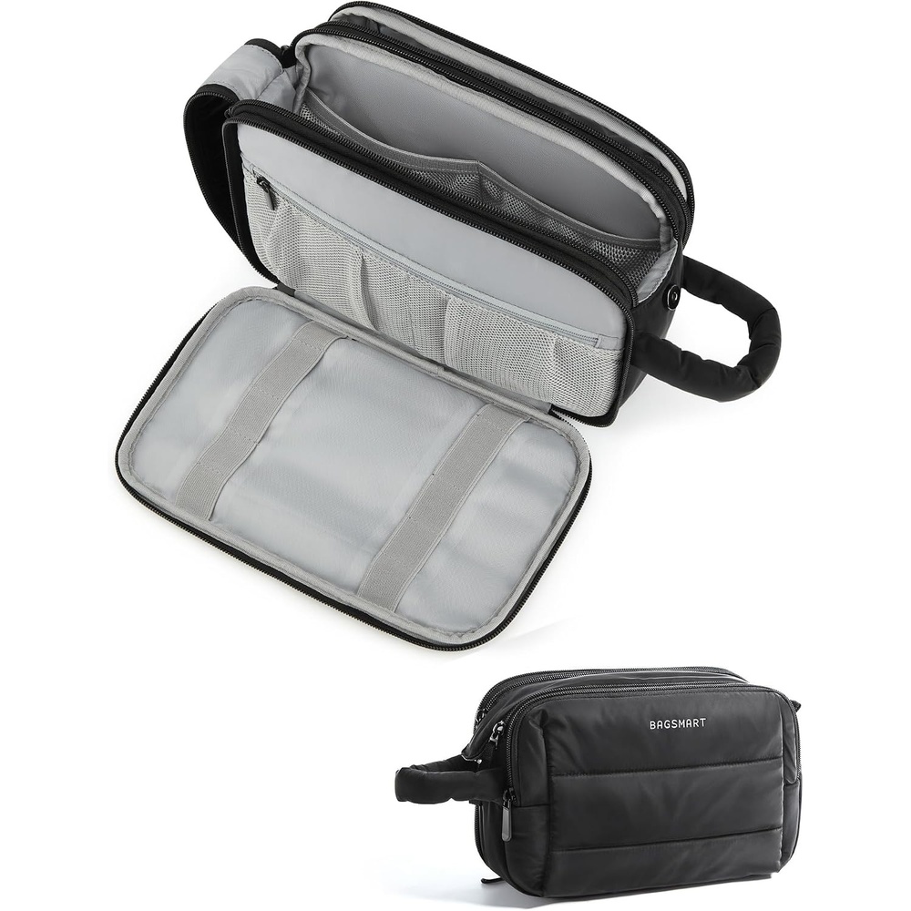 image:imageBAGSMART Travel Toiletry Bag for Women Waterresistant CamelJet Black