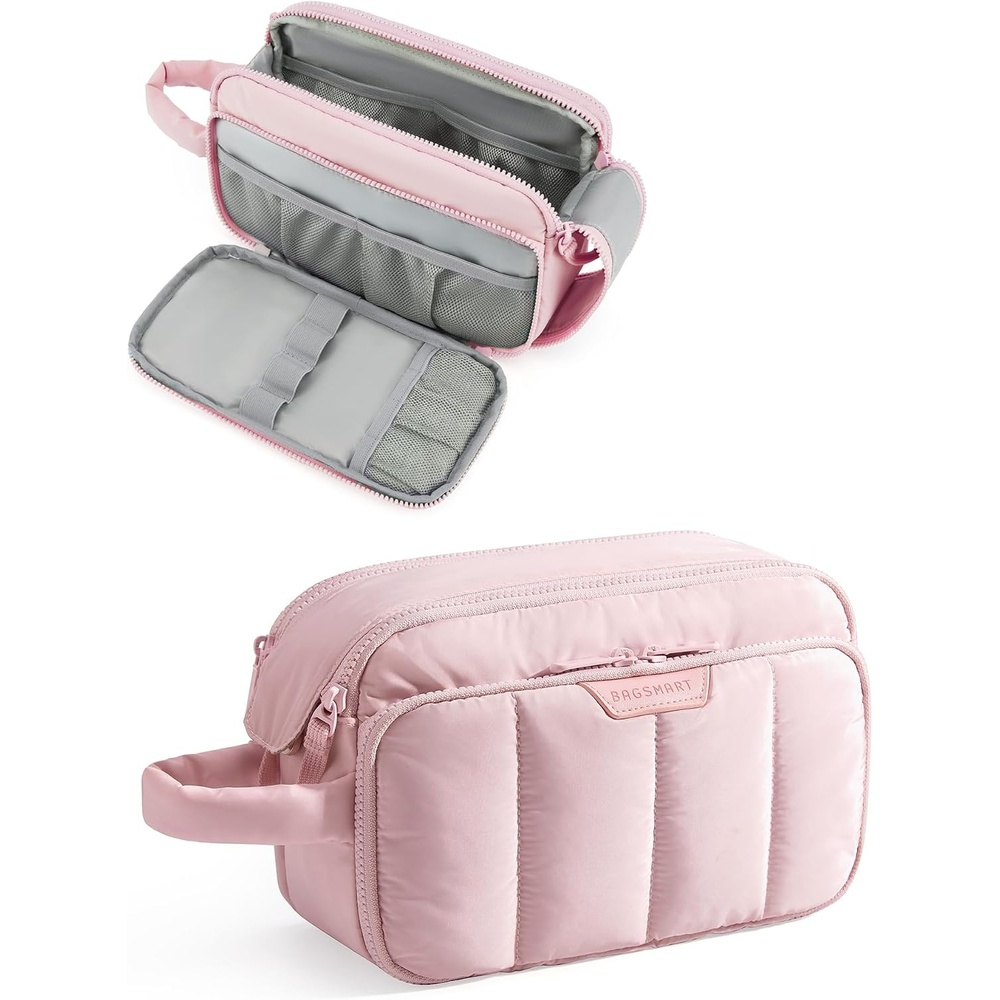 image:imageBAGSMART Travel Toiletry Bag for Women Waterresistant CamelPink