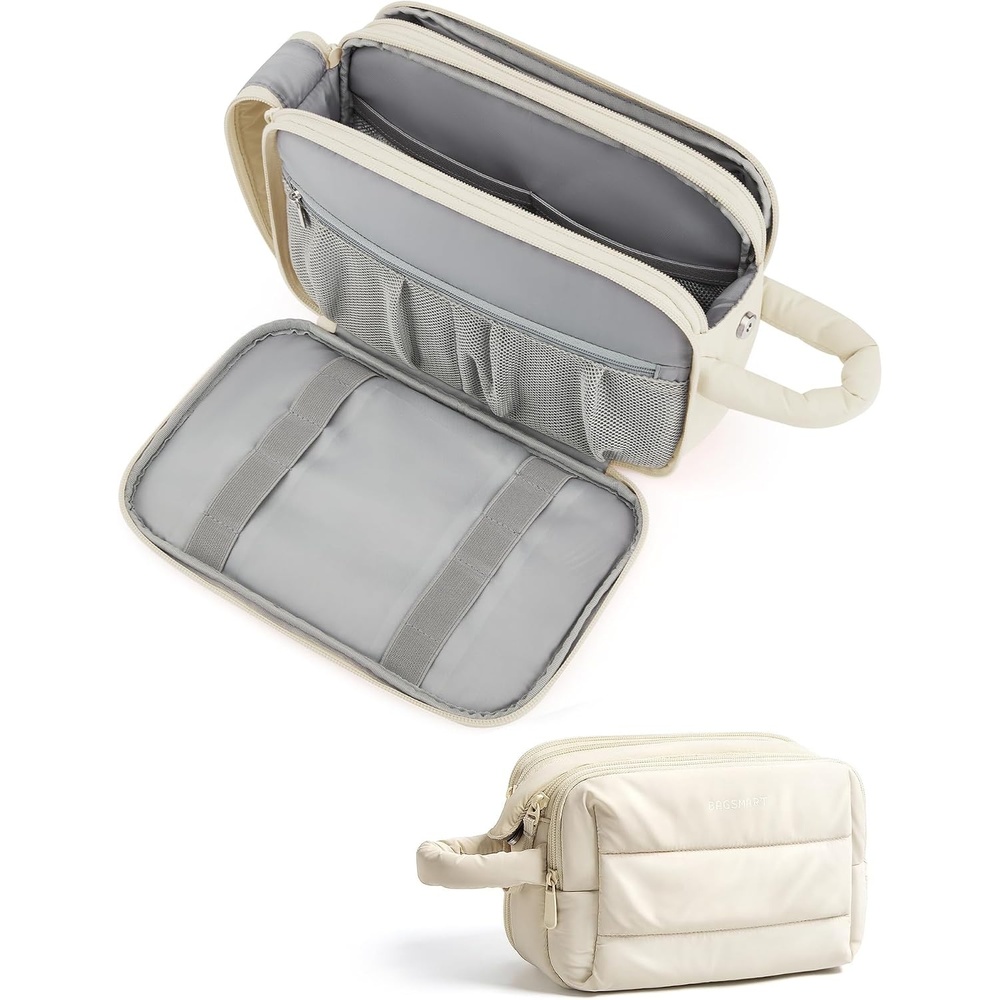 image:imageBAGSMART Travel Toiletry Bag for Women Waterresistant CamelWarm Beige