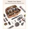 BAGSMART Hair Tool Travel Bag Compatible with Shark FlexStyle, Wide Open(Brown（Leather）)