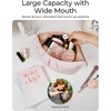 BAGSMART Makeup Bag Travel Toiletry Bag, Cute Make Up Bag, Large Capacity Cosmetic Bags for Women, Wide-open Makeup Pouch Travel Essentials Toiletries Accessories Brushes (Pink)(Black)