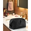 BAGSMART Makeup Bag Travel Toiletry Bag, Cute Make Up Bag, Large Capacity Cosmetic Bags for Women, Wide-open Makeup Pouch Travel Essentials Toiletries Accessories Brushes (Pink)(Black)
