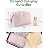 BAGSMART Makeup Bag Travel Toiletry Bag, Cute Make Up Bag, Large Capacity Cosmetic Bags for Women, Wide-open Makeup Pouch Travel Essentials Toiletries Accessories Brushes (Pink)(Dark pink)