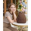 BAGSMART Small Backpacks for Women, Puffer Mini Backpack Purse with Pouch(C-coffee Brown)