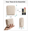 BAGSMART Small Corduroy Makeup Bag, Cosmetic Pouch for Women with Pocket(01-Forest Green Mini)
