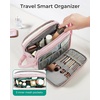 BAGSMART Travel Toiletry Bag for Women, Water-resistant, Camel(Pink)