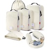 BAGSMART 6 Set Packing Cubes for Travel with Fillable Neck Pillow, Shoe Bag(Beige)