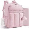 BAGSMART Diaper Backpack with Insulated Pockets & Changing Pad,Black(Pink)