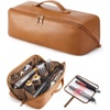 BAGSMART Hair Tool Travel Bag Compatible with Shark FlexStyle, Wide Open(Brown（Leather）)