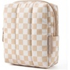 BAGSMART Puffy Padded Travel Makeup Bag Duo Large & Small for Women, Black(09-Checkered Khaki)
