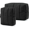 BAGSMART Puffy Padded Travel Makeup Bag Duo Large & Small for Women, Black(13-Black)