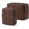 BAGSMART Puffy Padded Travel Makeup Bag Duo Large & Small for Women, Black(16-Chocolate)