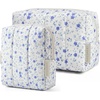 BAGSMART Puffy Padded Travel Makeup Bag Duo Large & Small for Women, Black(18-Blue Ditsy Floral)
