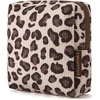 BAGSMART Small Corduroy Makeup Bag, Cosmetic Pouch for Women with Pocket(01-Leopard Print Mini)