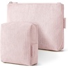 BAGSMART Small Corduroy Makeup Bag, Cosmetic Pouch for Women with Pocket(02-Baby Pink Set)