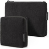 BAGSMART Small Corduroy Makeup Bag, Cosmetic Pouch for Women with Pocket(02-Black Set)