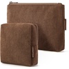 BAGSMART Small Corduroy Makeup Bag, Cosmetic Pouch for Women with Pocket(02-Coffee Brown Set)