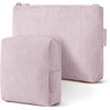 BAGSMART Small Corduroy Makeup Bag, Cosmetic Pouch for Women with Pocket(02-Lavender Purple Set)