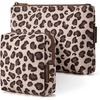 BAGSMART Small Corduroy Makeup Bag, Cosmetic Pouch for Women with Pocket(02-Leopard Print Set)