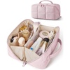 BAGSMART Spacious Travel Makeup Bag, Water-Resistant Toiletry Organizer(Baby Pink)