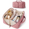 BAGSMART Spacious Travel Makeup Bag, Water-Resistant Toiletry Organizer(Dark Pink)