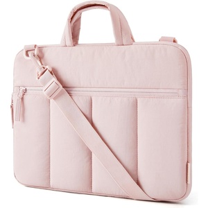BAGSMART 13-14 Inch Laptop Sleeve with Handle Slim Protective Case for Work(N-baby Pink)