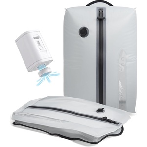 BAGSMART 2 Pack Travel Vacuum Storage Bags with Electric Pump, Gray(Light Gray)