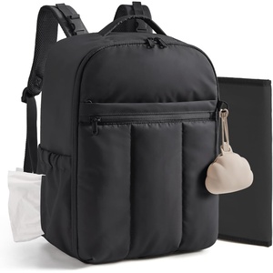 BAGSMART Diaper Backpack with Insulated Pockets & Changing Pad,Black(Black)