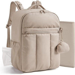 BAGSMART Diaper Backpack with Insulated Pockets & Changing Pad,Black(Brown)