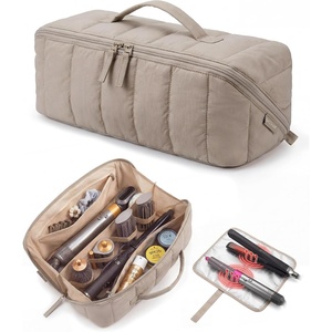 BAGSMART Hair Tool Travel Bag Compatible with Shark FlexStyle, Wide Open(Brown)