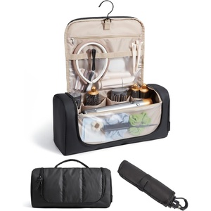 BAGSMART Hair Tool Travel Bag Compatible with Shark FlexStyle, Wide Open(Jet Black)