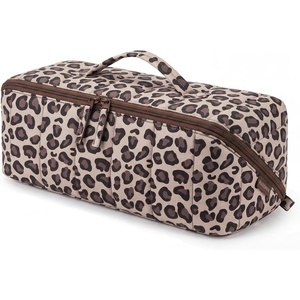 BAGSMART Hair Tool Travel Bag Compatible with Shark FlexStyle, Wide Open(Leopard Print)