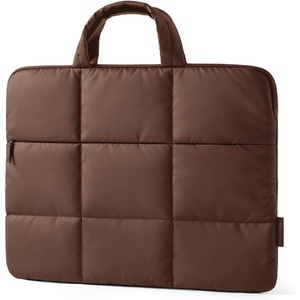 BAGSMART Laptop Sleeve 15.6 Inch Puffer Slim Protective Case for Women(Coffee Brown)