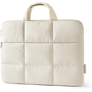 BAGSMART Laptop Sleeve 15.6 Inch Puffer Slim Protective Case for Women(Light Beige)